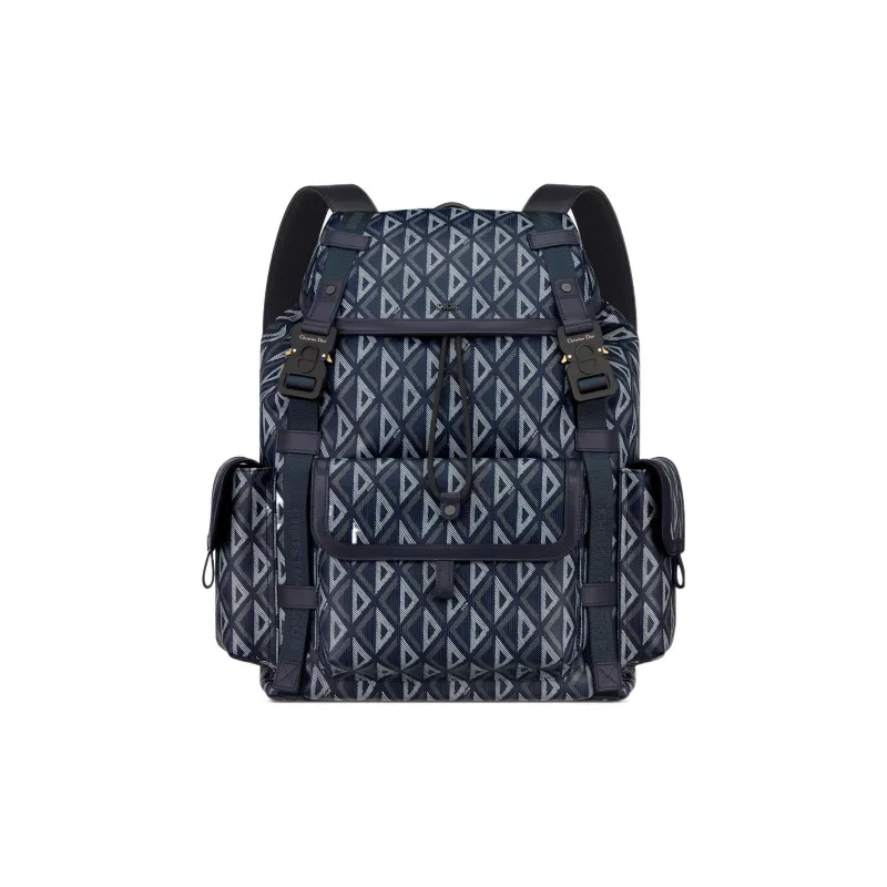 DIOR Canvas Backpack Large Size Men's Marine Blue-0