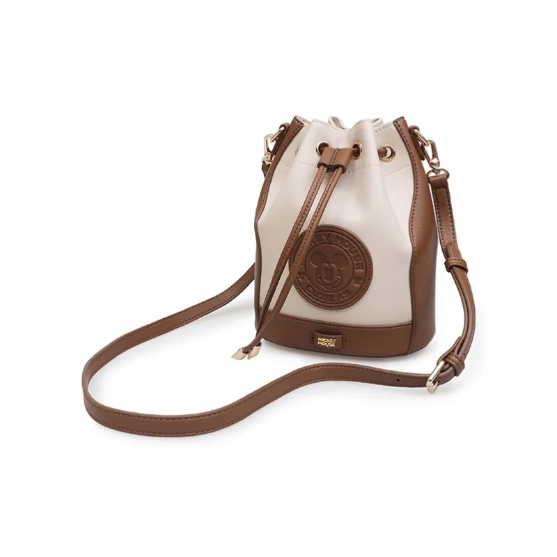 Disney Winnie The Pooh Series PU Leather Bucket Bags Shoulder Bag Crossbody Bag Handbag Women's Khaki/Brown-2