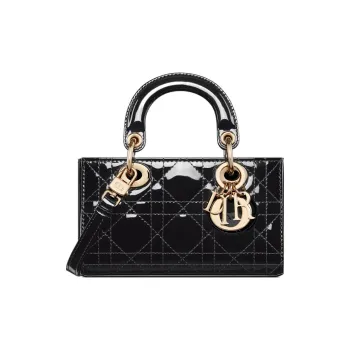 DIOR Lady D-JOY Patent Leather Cowhide Dior Bag Shoulder Bag Crossbody Bag Handbag Extra Mini Women's Black