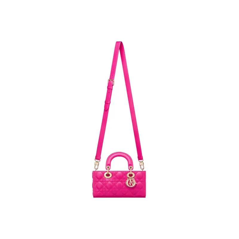 DIOR Lady D-JOY Sheepskin Dior Bag Shoulder Bag Crossbody Bag Handbag Small Size Women's Rose Red-5