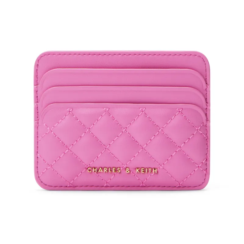CHARLES&KEITH PU Leather Card Holder Mini Women's Black/Pink/Mint Green-4