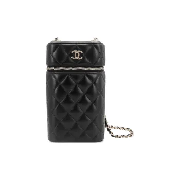 CHANEL Trendy Cc Sheepskin Shoulder Bag With Cell Phone Pouch Women's Black