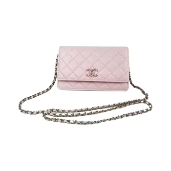 CHANEL WOC Grain Embossed Litchi Calfskin Flap Bag, Shoulder Bag, Crossbody Bag Women's Pink