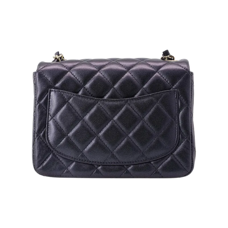 CHANEL Sheepskin Polarized Purple, Mini Square Flap Bag Crossbody Bag, Shoulder Bag Mini Women's Black-2