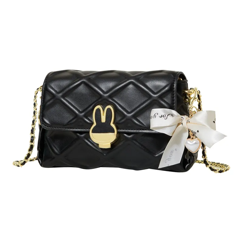Miffy PU Shoulder Bags With Chain Crossbody Bags Regular Women's White/Black-7