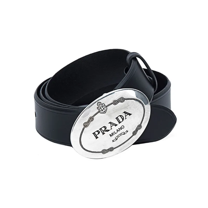 PRADA Cow Leather Belts Men's Black 3.5-1