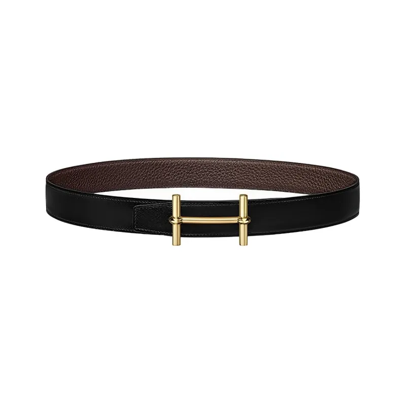 HERMES Togo Leather Belts Men Black-0