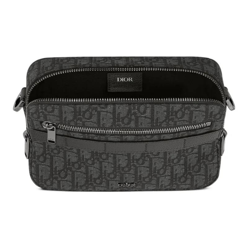 DIOR Grained Calfskin Messenger Bag, Shoulder Bag, Crossbody Bag Men's Black-2