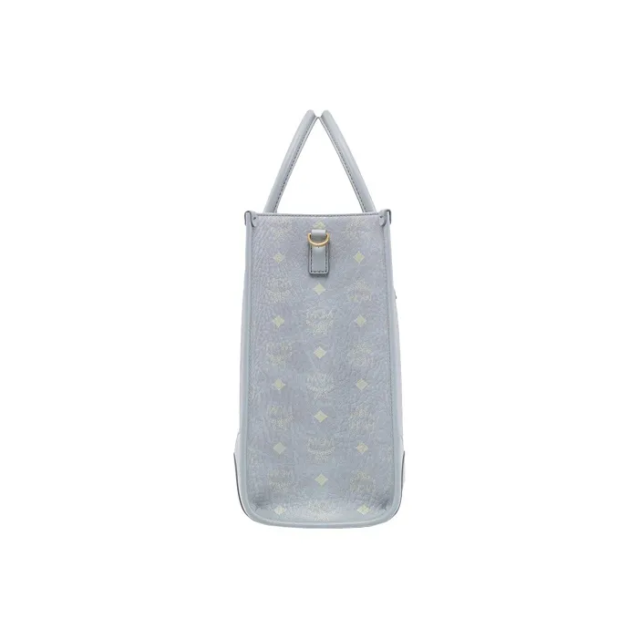 MCM Visetos Coated Canvas Tote Bag Shopping Bag Combo Shoulder Bag Crossbody Bag Handbag Large Size Women's Gray-2