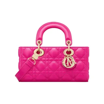 DIOR Lady D-JOY Sheepskin Dior Bag Shoulder Bag Crossbody Bag Handbag Small Size Women's Rose Red
