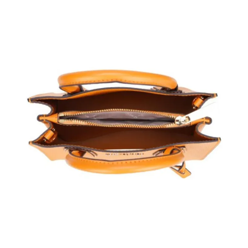 MICHAEL KORS Mercer Leather Trunk Bag, Shoulder Bag, Crossbody Bag, Handbag Medium Size Women's Orange-4
