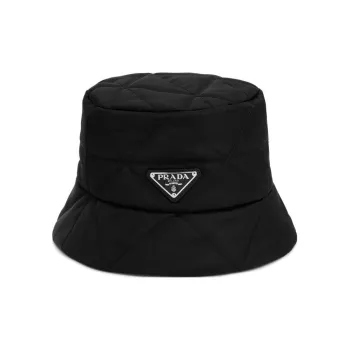 PRADA Triangle Logo Plaque Puffer Hat