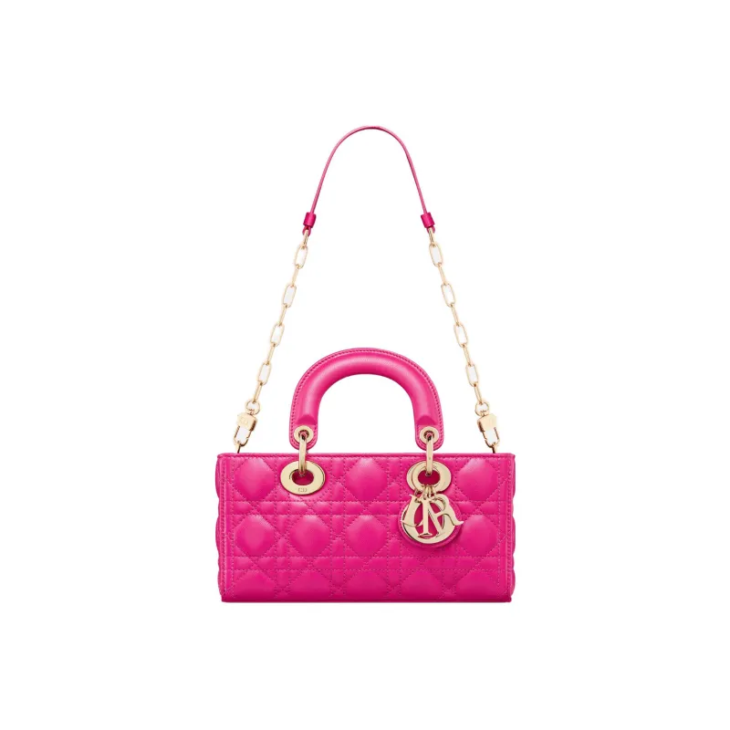 DIOR Lady D-JOY Sheepskin Dior Bag Shoulder Bag Crossbody Bag Handbag Small Size Women's Rose Red-3