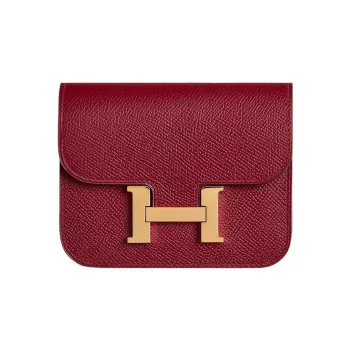 HERMES Constance Slim Epsom Calfskin Wallet Card Holder Crossbody Bag Fanny Pack Regular Women's B5 Rubis Gemstone Red