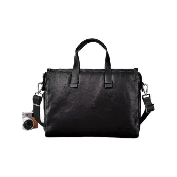 Hush Puppies Top Grain Cow Leather One Shoulder Handbags Large Size Men's Black