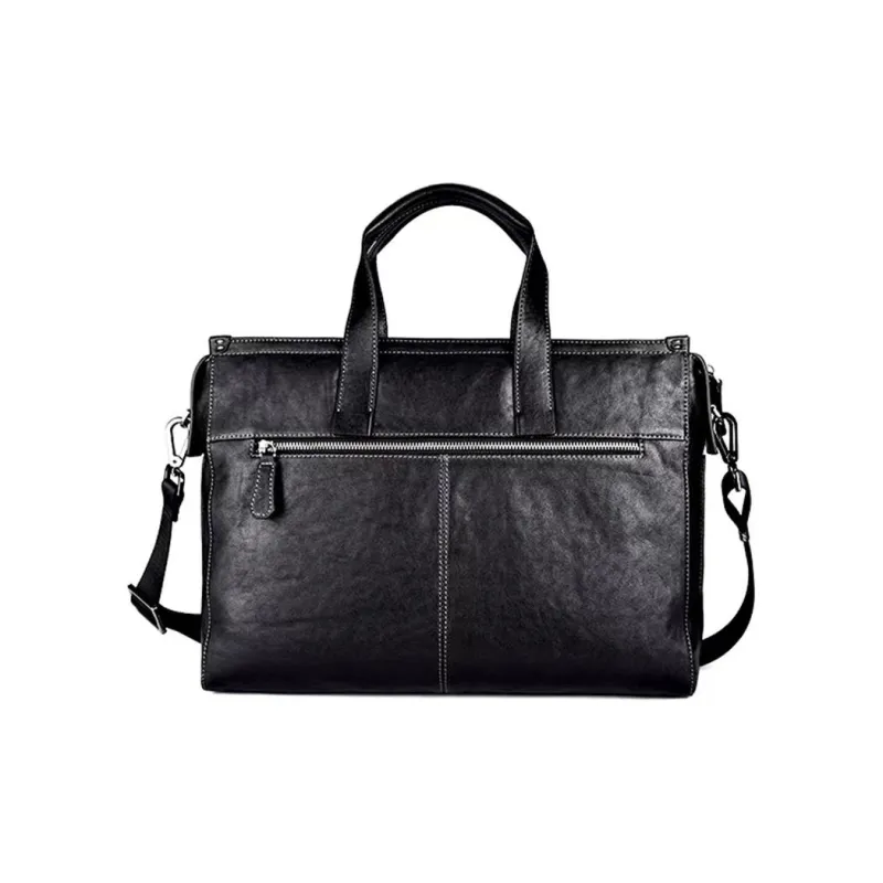 Hush Puppies Top Grain Cow Leather One Shoulder Handbags Large Size Men's Black-2