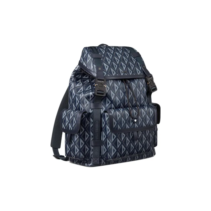 DIOR Canvas Backpack Large Size Men's Marine Blue-1