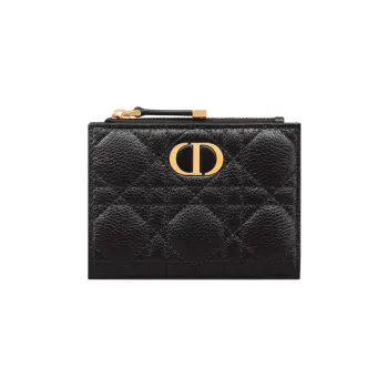 DIOR Caro Calfskin Wallet Women's Black