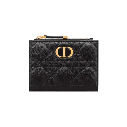 DIOR Caro Calfskin Wallet Women's Black