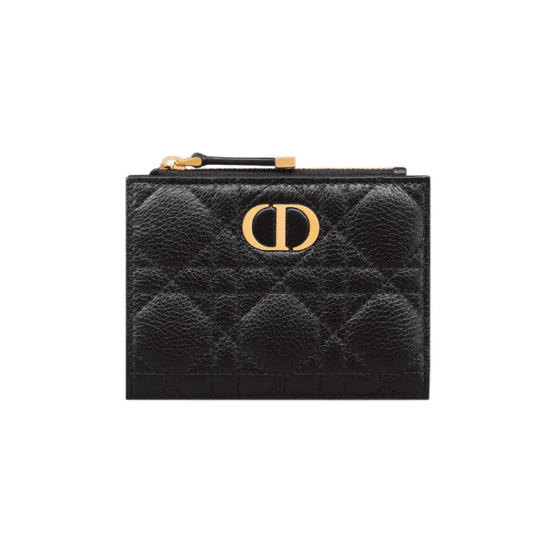 DIOR Caro Calfskin Wallet Women's Black-0
