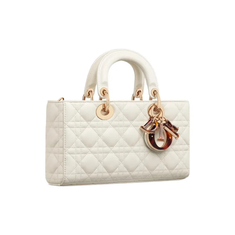 DIOR Lady D JOY Sheepskin Lady Dior Bag, Shoulder Bag, Crossbody Bag, Handbag Medium Size Women's White-1