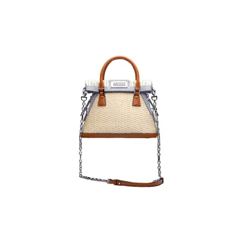 Maison Margiela 5AC Raffia Calfskin Trim Dome Bag Portable Crossbody Bag Shoulder Bag Regular Women's Light Blue