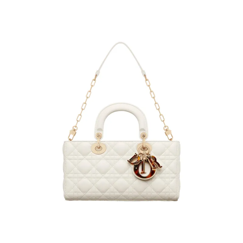 DIOR Lady D JOY Sheepskin Lady Dior Bag, Shoulder Bag, Crossbody Bag, Handbag Medium Size Women's White-5