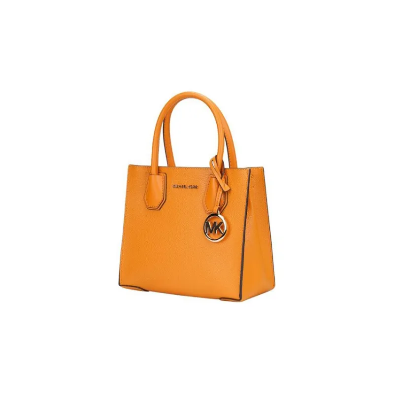 MICHAEL KORS Mercer Leather Trunk Bag, Shoulder Bag, Crossbody Bag, Handbag Medium Size Women's Orange-1