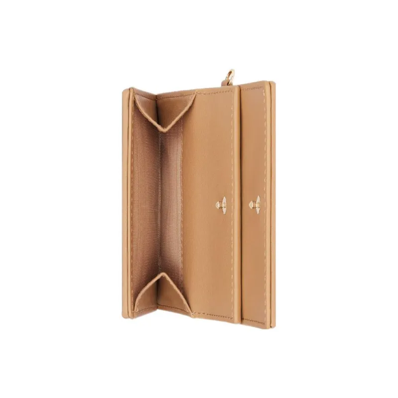 DIOR Lady Dior Soft Lambskin Clutches Card Holder Wallet Women's Bronze-2