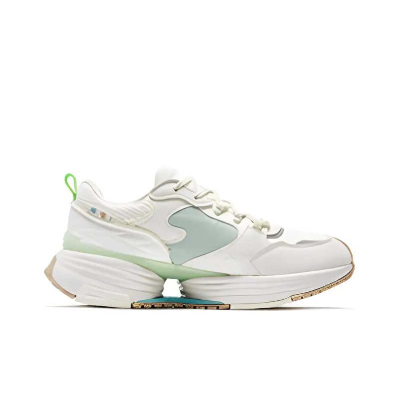 SHANXILISHIBOWUGUAN x QIAODAN Shaanbo Anti Slip Wear Resistant Low Top Running Shoes Women's White Green-1