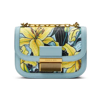 CHARLES&KEITH Pu Leather Charlot Tofu Bag Shoulder Bag Small Size Women's Blue/Green