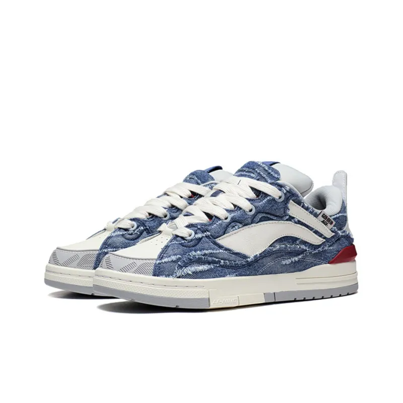 LiNing Wave Pro GOLDEN Low Top Skateboard Shoes Men's Blue White-2