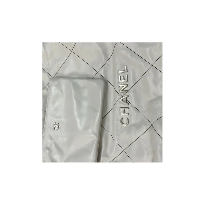 CHANEL 23C Spring 22 Bag Calfskin Tote Bag, Shopping Bag, Handbag, Shoulder Bag Women's White-5