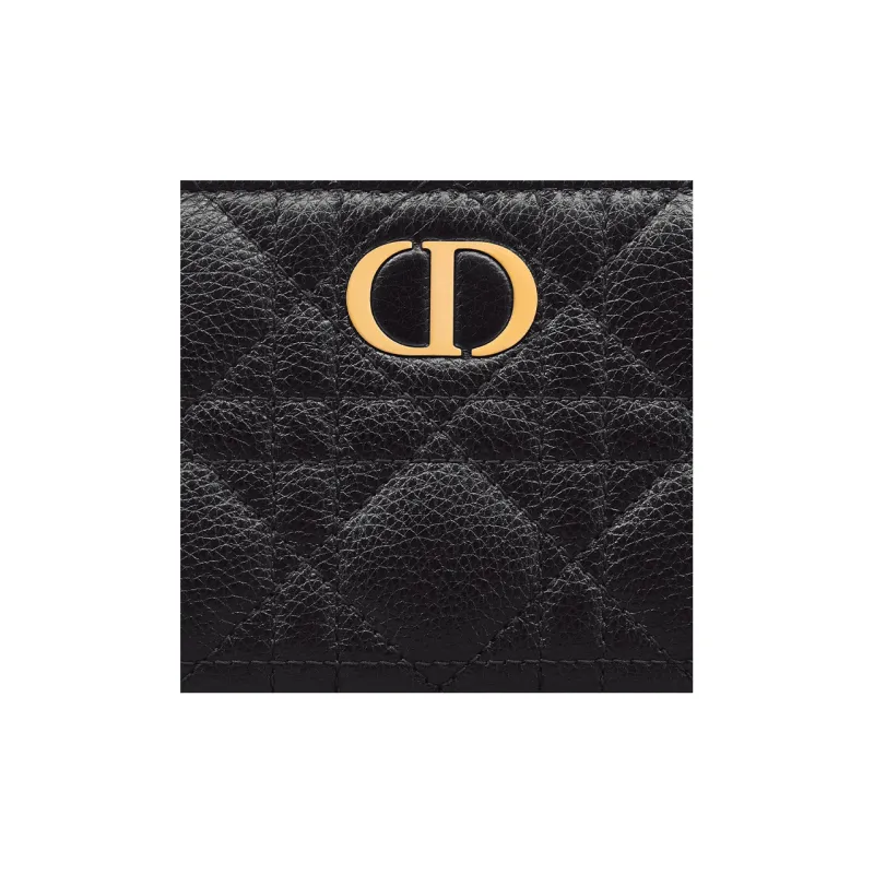 DIOR Caro Calfskin Wallet Women's Black-4