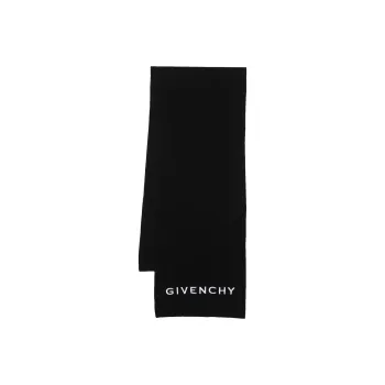 Givenchy Logo Embroidered Wool Knit Scarf