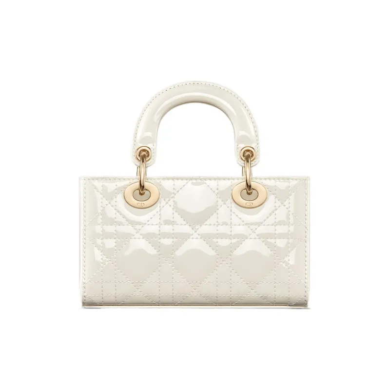 DIOR Lady D-JOY Patent Leather Cowhide Dior Bag Shoulder Bag Crossbody Bag Handbag Extra Mini Women's Milk White-4