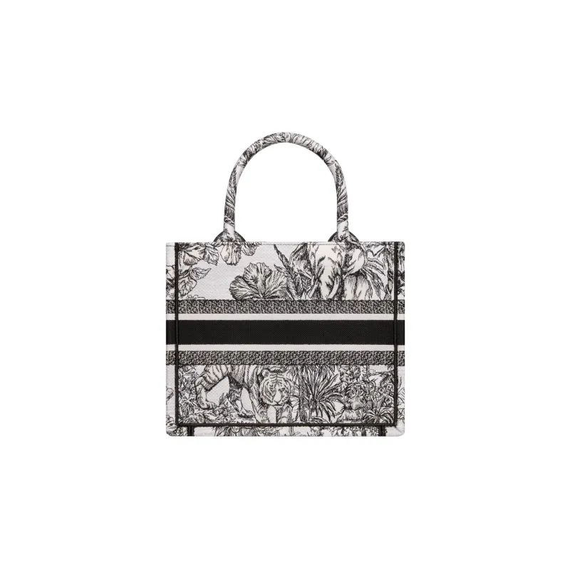 DIOR BookTote Embroidery Tote Bag Shopping Bag Handbag Small Size Women's White/Black-2