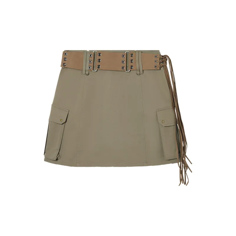EPTISON WOMAN Cargo Short Skirts Women's Khaki Green-1