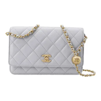 CHANEL Pearl Crush Adjustable Strap Woc Light Grey AP1450