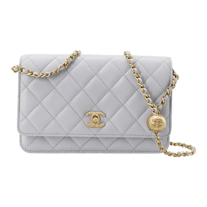CHANEL Pearl Crush Adjustable Strap Woc Light Grey AP1450-0