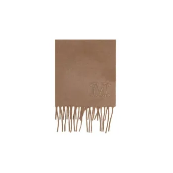 MaxMara Logo Embroidered Fringed Scarf