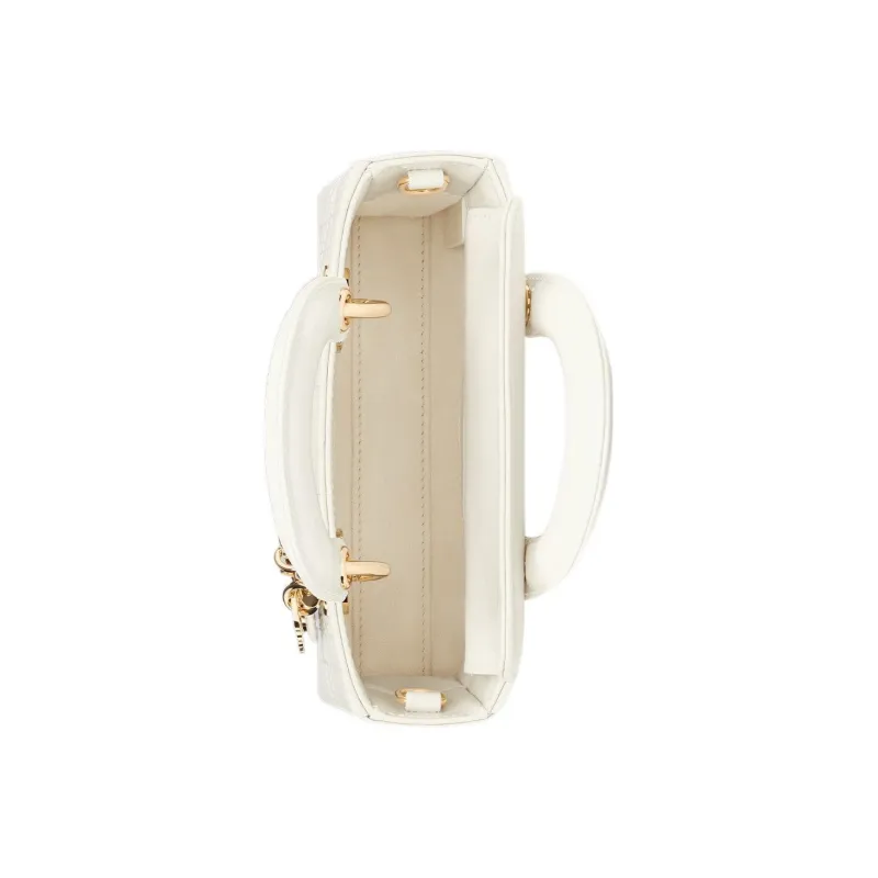 DIOR Lady D-JOY Patent Leather Cowhide Dior Bag Shoulder Bag Crossbody Bag Handbag Extra Mini Women's Milk White-5