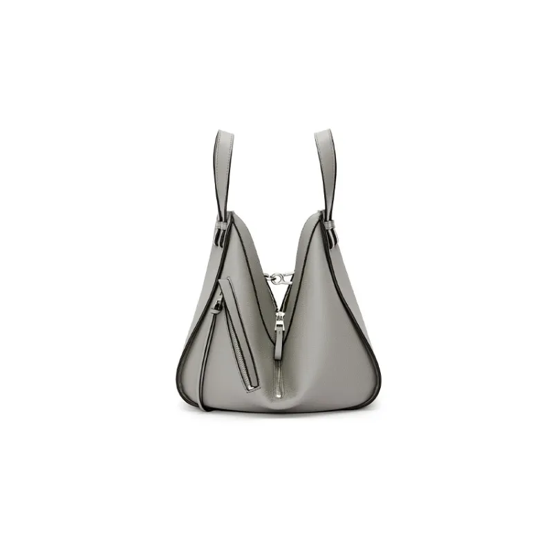 LOEWE Calfskin Shoulder Bag Crossbody Bag Handbag Small Size Women's Pearl Gray-3