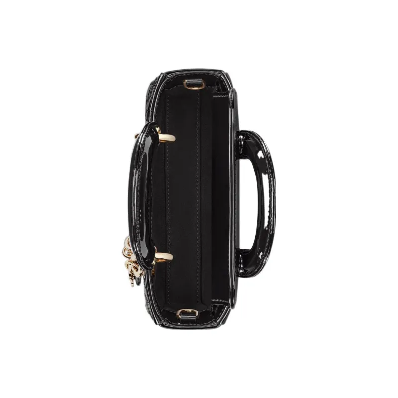 DIOR Lady D-JOY Patent Leather Cowhide Dior Bag Shoulder Bag Crossbody Bag Handbag Extra Mini Women's Black-3