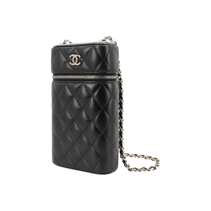 CHANEL Trendy Cc Sheepskin Shoulder Bag With Cell Phone Pouch Women's Black-1