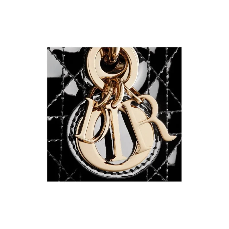 DIOR Lady D-JOY Patent Leather Cowhide Dior Bag Shoulder Bag Crossbody Bag Handbag Extra Mini Women's Black-6