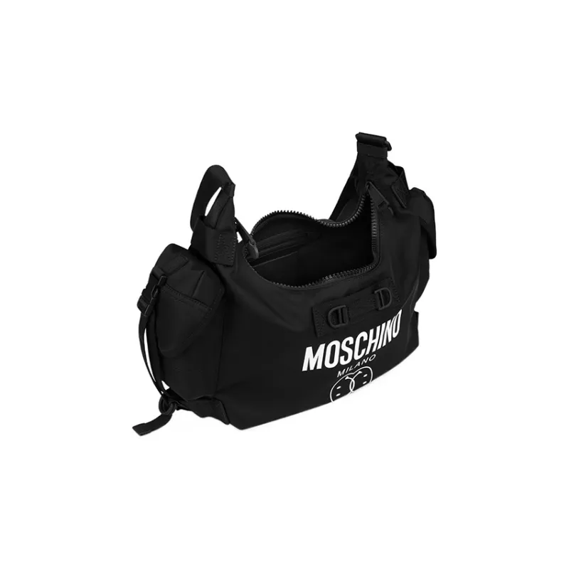 MOSCHINO SMILEY Collaboration Cotton Hobo Bag Crossbody Bag Shoulder Bag Men's Black-1
