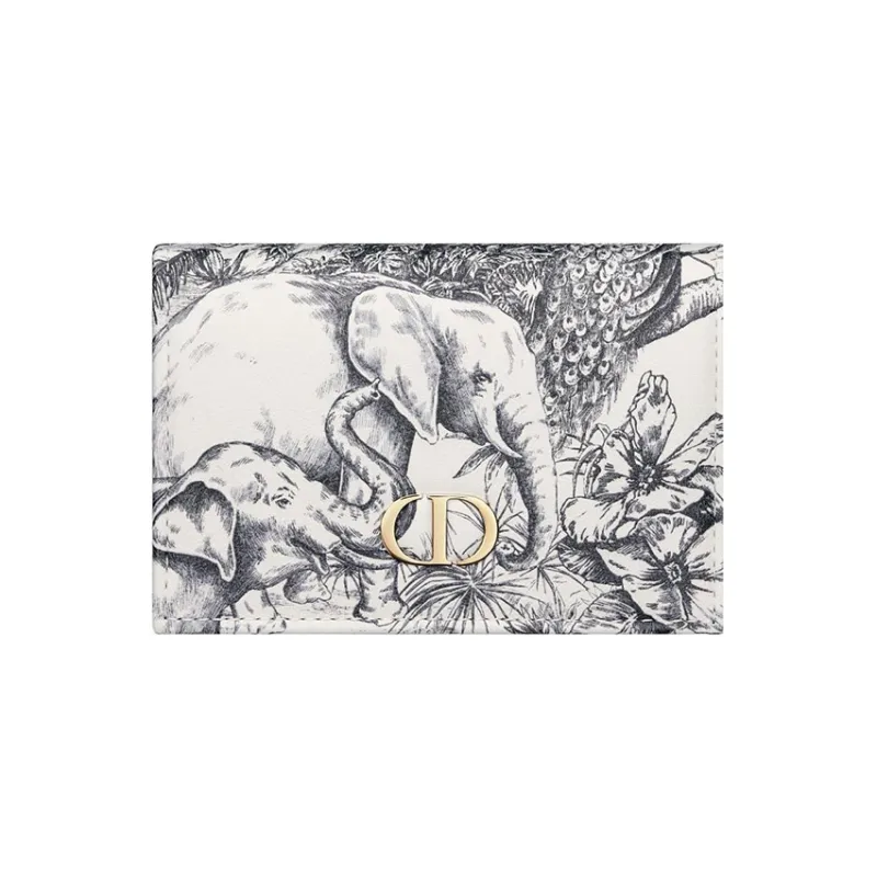 DIOR Caro Calfskin Wallet Extra Small Women's White/Black-0