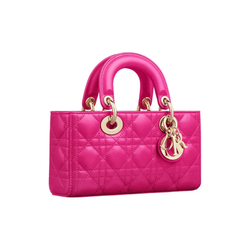 DIOR Lady D-JOY Sheepskin Dior Bag Shoulder Bag Crossbody Bag Handbag Small Size Women's Rose Red-1