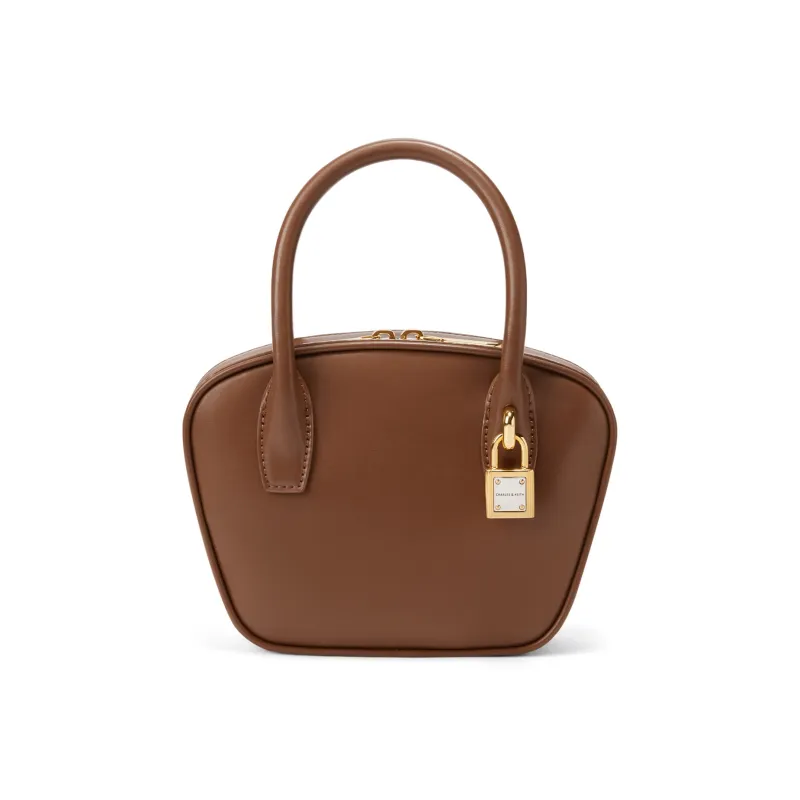 CHARLES&KEITH PU Crossbody Handbag Small Size Women's White/Chocolate/Pink-9